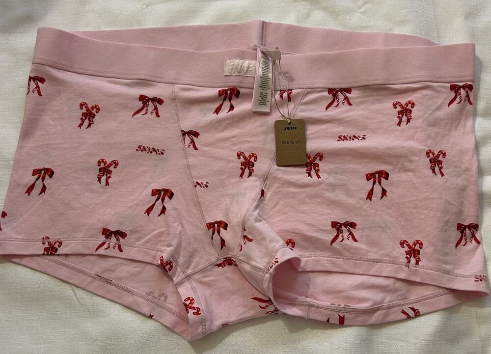 Skims NWT Boyfriend Boxing Shorts Limited Edition Cherry Blossom Candy Size XL